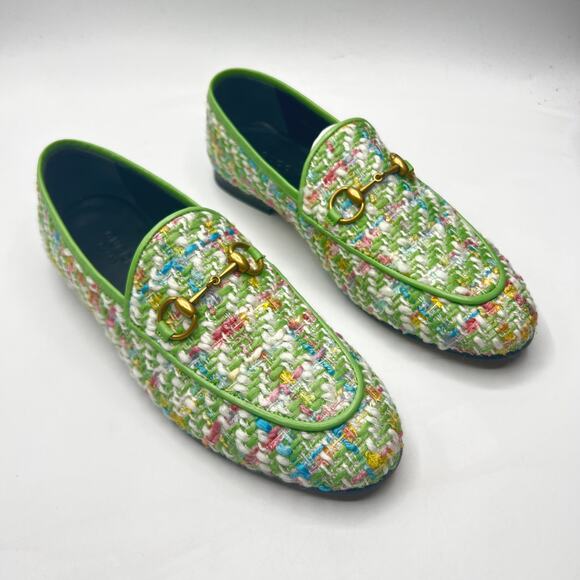Gucci Jordaan TweedHorsebit Moccassin Loafers Multicolor Size EU 36.5
